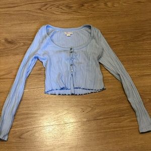 Baby Blue Button Up Cropped Cardigan